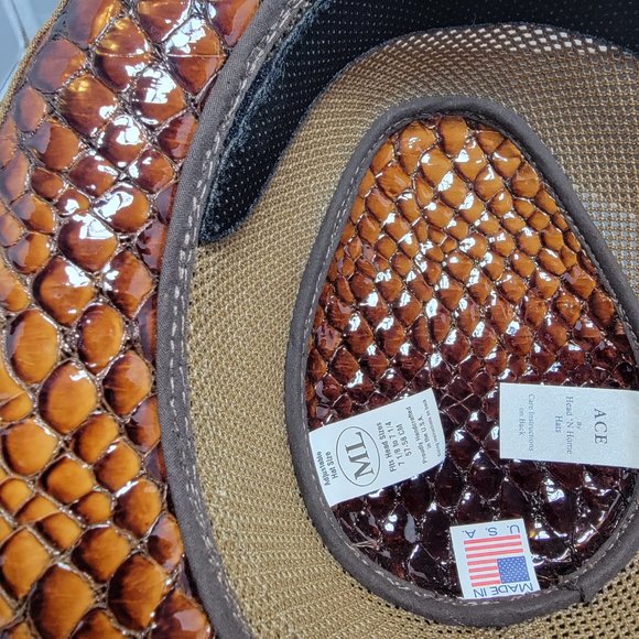 Ashbury Ace Fedora Tan Mesh w/ Blue Suede - American Hat Makers MED/LG - RARE main image 6